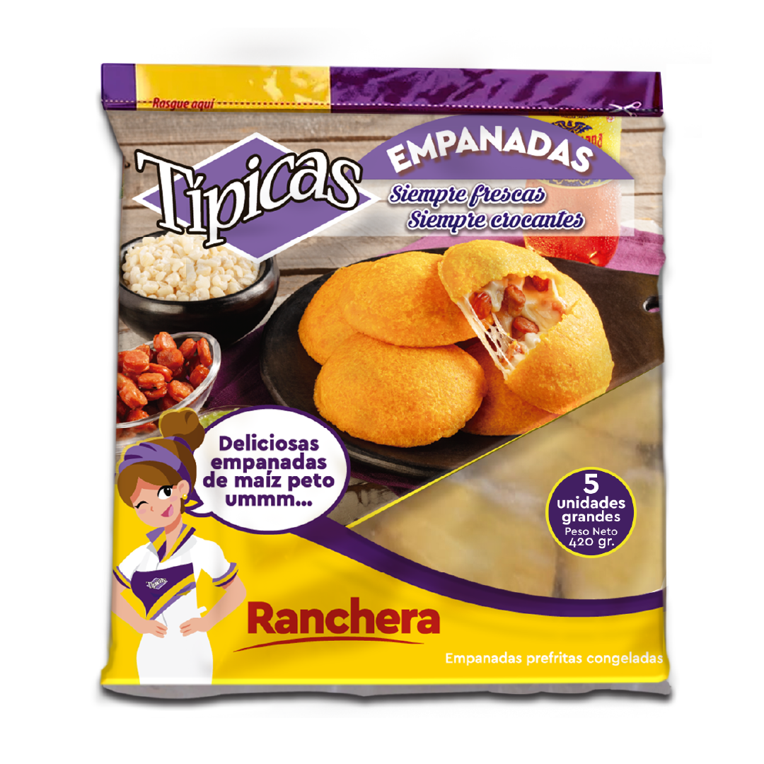 Paquete de empanadas de maíz congeladas grandes sabor ranchera